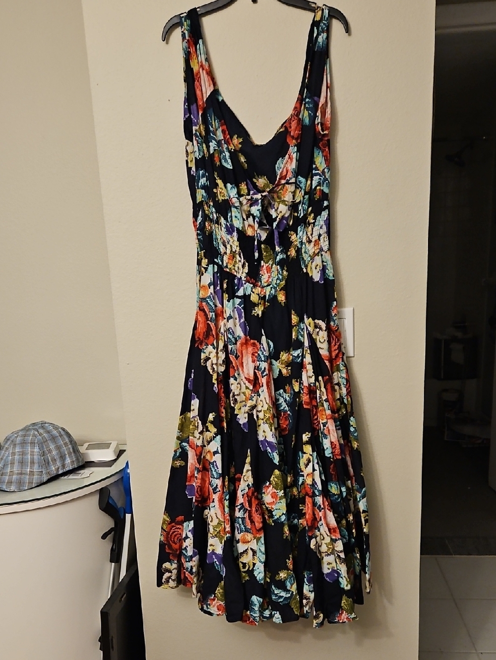 Chelsea & Theodore Black Floral Midi Dress